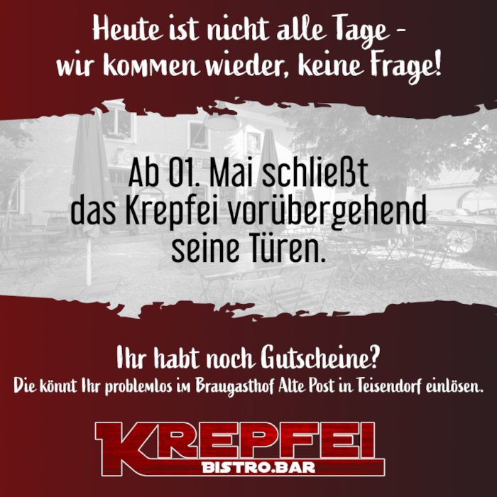 Das Krepfei schliet vorbergehend